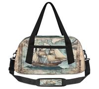 Sac de sport vintage pour enfants motif bateau à voile pour garçons filles adolescents motif océan sac de sport sac de gym pour week-end voyage gymnastique danse ballet, multicolore