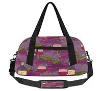 Sac de sport vintage pour enfants - Violet - Léger - Pour le sport et la danse, Bouteilles de vin vintage Raisin, 18.5L x 7.8W x 9.4H