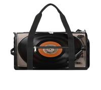 Sac de sport vintage pour homme et femme avec compartiment à chaussures, sac de voyage, sac de sport pour salle de sport, yoga, Disque vinyle vintage, Taille unique