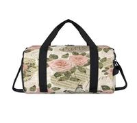 Sac de sport vintage rose pour journaux avec compartiment à chaussures, sac de voyage, gym, organiseur de bagages pour femmes, hommes, enfants, filles, garçons