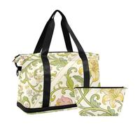 Sac de sport vintage style Lily William Morris avec poche humide Sangle réglable Sac de sport multifonction pour homme et femme Doré