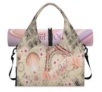 Sac de sport vintage sur le thème de la France Paris pour femmes et hommes, sac de week-end avec compartiment à chaussures, sac fourre-tout à bandoulière pour yoga, gym, voyage, couleur, L, Organiseur
