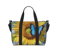 Sac de sport Wild Goose by The Bridge pour homme et femme, sac de voyage avec compartiment à chaussures, sac d'entraînement, Papillon bleu tournesol, Taille unique, Sac de voyage