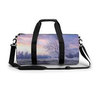 Sac de sport Wolf Under Moon pour homme et femme avec compartiment à chaussures, Paysage hivernal., 17.7in/9in/9in, Art Déco