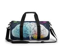 Sac de sport zèbre lumineux pour homme et femme avec compartiment à chaussures, Image géométrique du cerveau avec science, 17.7in/9in/9in, Art Déco