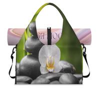 Sac de sport Zen Basalt Orchidée Bambou pour femme et homme Sac de voyage Zen Weekend avec compartiment à chaussures Sac fourre-tout à bandoulière pour yoga, gym, voyage, couleur, L, Organiseur de sac