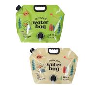 Sac de Stockage d'eau Pliable de 8 L, Bouteille d'eau Pliable Portable sans BPA, Robinet réglable, Sac d'eau d'urgence étanche pour Le Camping, la randonnée, Les Sports de Plein air (2 Vert 2 pièces