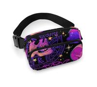 Sac de taille à décor de robe tendance, petit paquet entièrement imprimé, sac de ceinture portable avec sangle réglable pour femmes et hommes, compatible avec les grenouilles sorcières Goth Moon Skull