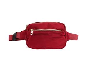 Sac de taille à la mode grande capacité de bombardement en tissu oxford pour la course d'entraînement de voyage de randonnée, Vin rouge., Casual
