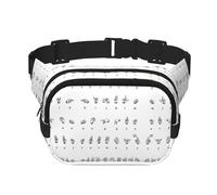 Sac de taille carré double couche en langue des signes de l'alphabet Sac de poitrine Sac à bandoulière Sac de course à pied Voyage Randonnée, Noir , Taille unique