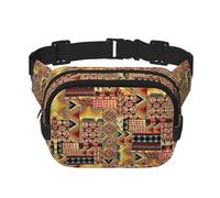 Sac de taille carré imprimé patchwork africain unisexe double couche sac à bandoulière sac de voyage accessoire d'entraînement, noir, taille unique, noir, taille unique, noir, One Size