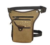 Sac De Taille De Moto Sac à bandoulière Classique en Cuir épais for Hommes, Design décontracté, café, Sac Banane de Voyage, Jambe(Color15)
