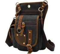 Sac De Taille De Moto Sac banane en toile for cuisses, sac de sport, sac banane d'extérieur for hommes et femmes, sac banane multi-poches for cyclisme, sac à dos de jour Pour Course, RandonnéE(Black)