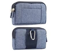 Sac de Taille de Téléphone Portable Bleu, Ceinture Clip Sacoche Etui Homme, 6.5" Horizontale Sac de Fanny en Denim Pochette Ceinture Holster Femme Porte Cartes pour Voyage en Plein Air Camping Housse