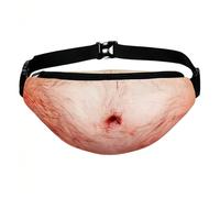 Sac de taille de ventre - 180g Funny Dad Bod Pouch | Pack d'estomac 3D réaliste en cuir artificiel, ceinture d'argent de voyage à fermeture éclair pour les festivals de musique, cadeau de farce de car