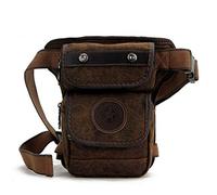 Sac de Taille en Sacoche de Jambe Moto Toile tombante pour Hommes randonnée Tactique Voyage Escalade en Plein air Moto Cycliste Cycliste Pochette Fanny, Café