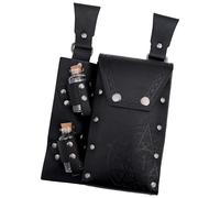 Sac de taille médiéval en cuir avec 2 porte-bouteilles en liège pour Halloween, sac latéral en cuir, sac de ceinture médiéval, sac banane médiéval, Noir , Taille unique, Beauté de masse