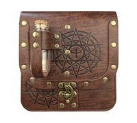 Sac de taille médiéval en cuir avec bouteille de potion en liège - Sac banane médiéval pour Halloween, marron clair, Taille unique, Beauté de masse