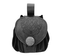 Sac de taille médiéval en cuir PU pour pièces de monnaie en relief, style ancien, sac de ceinture pour carnaval, Couleur noire - Section B