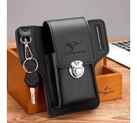 Sac de taille multifonction en PU, pochette de ceinture pour téléphone, sac rétro pour hommes, étui anneau pour téléphone, sac de rangement pour téléphone, portefeuille, coque de téléphone Taille Uniq