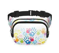 Sac de taille unisexe avec imprimé main pour enfants, taille réglable, carré, double couche, pour activités de plein air, voyage, course à pied, randonnée, Noir , Taille unique