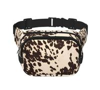 Sac de taille unisexe en cuir de vache marron réglable à double couche pour activités de plein air, voyage, course à pied, randonnée, Noir , Taille unique