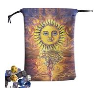 Sac de tarot avec cordon de serrage - 13 x 18 cm/5,12 x 7,09 pouces Nouveauté Tarot Cube Sac à Bijoux Sac Cadeau Oeil qui voit tout, Phase de la Lune, Vie Arbre, C'est donc moins cher, Voir