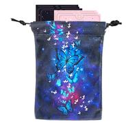 Sac de tarot avec cordon de serrage 13 x 18 cm design papillon sac mystique Oracle porte carte de crédit Rune Storage Satchel Jewelry Sac en velours multi-usages cadeau pour cristaux, dés
