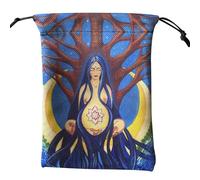 Sac De Tarot Avec Cordonnage | Support De Dés En Velours 13x18cm Pour Stockage De Bijoux | Mystique Tout Voir Symbolisme Des Yeux Pouche Pour Cartes Pendululum Life Tree Phase Phase Earth Spiritualité