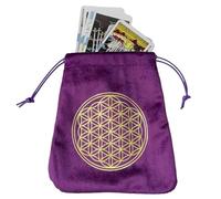 Sac de tarot, durable et réutilisable en velours et satin avec cordon de serrage, sac de rune, sac à dés, sacs de voyage, cartes et fournitures, violet, flower of life, Unisexe