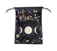 Sac de tarot, motif phase de lune, sac à tarot et sac à dés à lacets, sac de rangement en flanelle pour accessoires de tarot, couvertures oracle, pierres précieuses