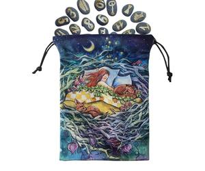 Sac de tarot - Pochette de rangement en velours bleu, vert, rouge, doré, imprimé animal double face, pochette cadeau portable, 13 x 18 cm, porte-cartes en velours pour bijoux, dés en