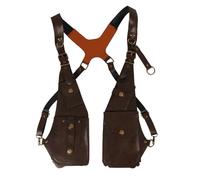 Sac de téléphone extérieur en cuir synthétique double poche cachée sangle aisselles portefeuille facile à utiliser hommes femmes support aisselles caché téléphone portable, marron foncé