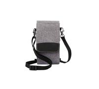Sac de téléphone portable, sac de cou avec bandoulière, étui de transport, portefeuille pour téléphone pour homme et femme (double couche, gris)