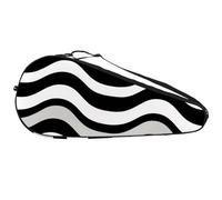 Sac de tennis durable, noir et blanc, motif vagues verticales, sac léger pour raquette de tennis pour hommes, femmes, adolescents