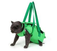 Sac de toilettage pliable pour chat, sac de bain anti-griffure, pour soins des griffes et coupe des ongles, sac de douche confortable en nylon réglable avec poignée pour examen médical des animaux de