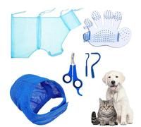 Sac De Toilettage pour Chat | 5 Pièces Ensemble Toilettage Chat Sac Filet Douche | Soin Griffes Réglable Brosse Museau Élimine Tiques Respirant Lavage Lapin Chien