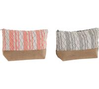 Sac de toilette de voyage Home ESPRIT Gris Corail 25 x 7 x 15 cm (2 pièces)