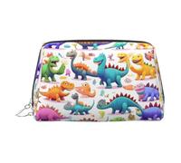 Sac de toilette en cuir coloré avec motif dinosaures, pochette de maquillage pour femme, Argenté., Taille unique, Trousse de toilette