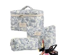 Sac de Toilette matelassé - Capacité de Maquillage à Floral | 3 Morceaux d'organisateur pour Les Articles de Toilette | Ensemble de Sacs de Sacs cosmétiques en Coton Mignon sacss de Voyage