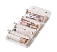 Sac de toilette pliable, sac organisateur de maquillage enroulable | Sac cosmétique et maquillage imperméable en cuir de grande capacité | Organisateur de voyage ouvert avec 4 compartiments, Blanc