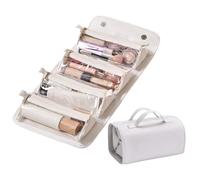 Sac De Toilette Roulé - Bola De Voyage Pour Toilette | Sacs De Toilette Sacs Roll Up | Sac De Maquillage En Cuir Avec 4 Valeurs Compartiment Transparent, Sacs Cosmétiques Portables Avec, blanc,