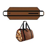 Sac de transport 2 en 1 pour bois de chauffage, sac à bûches en toile durable avec poignées renforcées, parfait pour le camping en plein air, les cheminées et le rangement du bois, café, 1pcs, toile