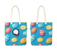 Sac de transport à bandoulière en toile pour animaux de compagnie, œufs de Pâques colorés sur fond bleu avec trou réglable pour petits chiens et chats