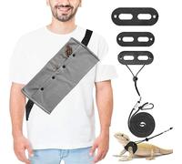 Sac de transport à bandoulière pour petits animaux, dragons barbus, lézards et reptiles avec sangle réglable et corde de remorquage - 3 tailles - Sac de transport pour petits animaux (gris)