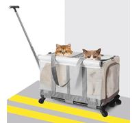Sac de transport à hayon pour animal domestique, conforme aux normes des compagnies aériennes, avec plateforme de canne amovible, roues améliorées