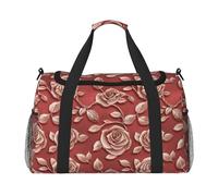 Sac de transport à main de grande capacité avec impression or rose rouge pour les escapades du week-end