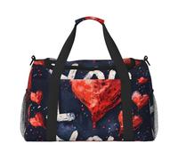 Sac de transport à main de grande capacité avec inscription « I Love You Words with Hearts » pour les escapades de week-end
