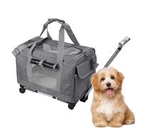 Sac de transport à poignée télescopique pour animal domestique - Côté souple - Roulette de voyage compacte pour petit chien - Design adapté aux compagnies aériennes - Pour l'intérieur et l'extérieur