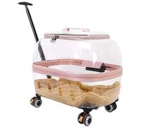 Sac de transport à roulettes avec roulettes à 360° - Sac de transport respirant pour chats et petits chiens - Poignée extérieure et valise à roulettes